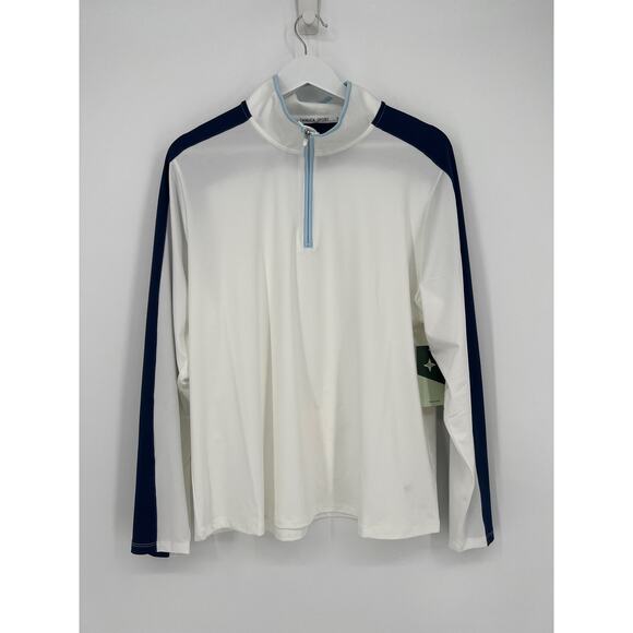 TUCKERNUCK Sport White and Navy Carver Quarter Zip Tee NWT Size XXL - Picture 10 of 13